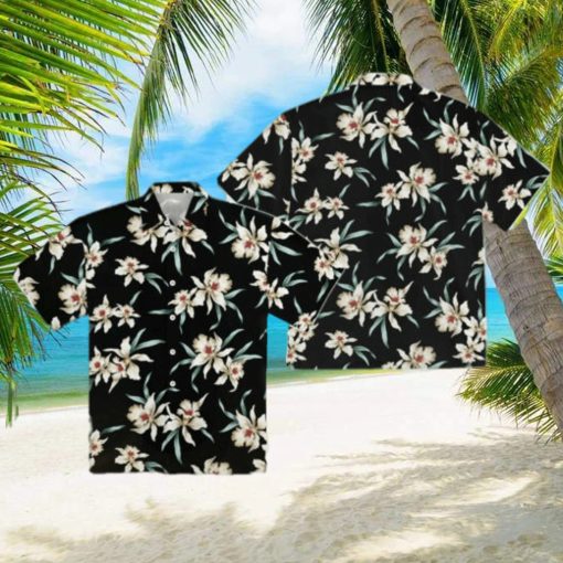 Star Orchid Black Aloha Hawaiian Shirt