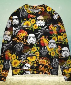 Star Wars Darth Vader Stormtrooper Helmet Autumn Wild Sunflowers Ugly Christmas Sweater