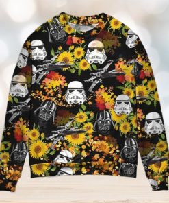 Star Wars Darth Vader Stormtrooper Helmet Autumn Wild Sunflowers Ugly Christmas Sweater