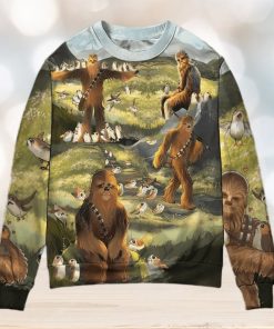 Star Wars The Last Jedi Chewbacca & Porgs Ugly Christmas Sweater