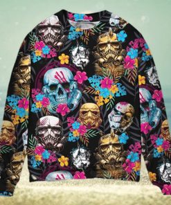 Starwars Stormtrooper Skull Tropical Neon Ugly Christmas Sweater