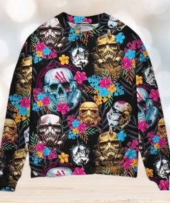 Starwars Stormtrooper Skull Tropical Neon Ugly Christmas Sweater