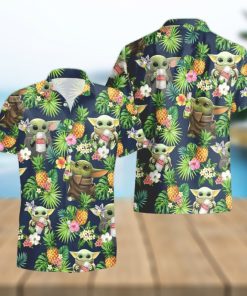 Stella Artois Beer Baby Yoda Tropical Flowery Funny Summer Beach Hawaiian Shirt And Shorts