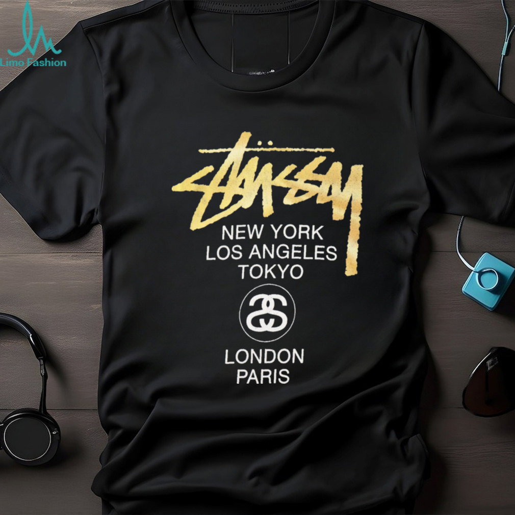 Stussy T Shirt Mens Medium Black Street Wear World Tour Shirt