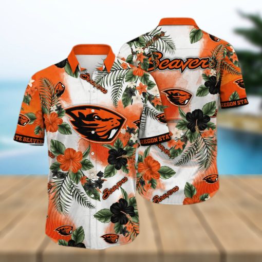 Stylish NCAA Oregon State Beavers Hawaiian Shirt Hibiscus Flowers Gift For Family