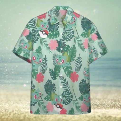 Summer Aloha Bulbasaur Pokemon Hawaiian Shirt Palm Leaves Pattern Beach Gift For Friend