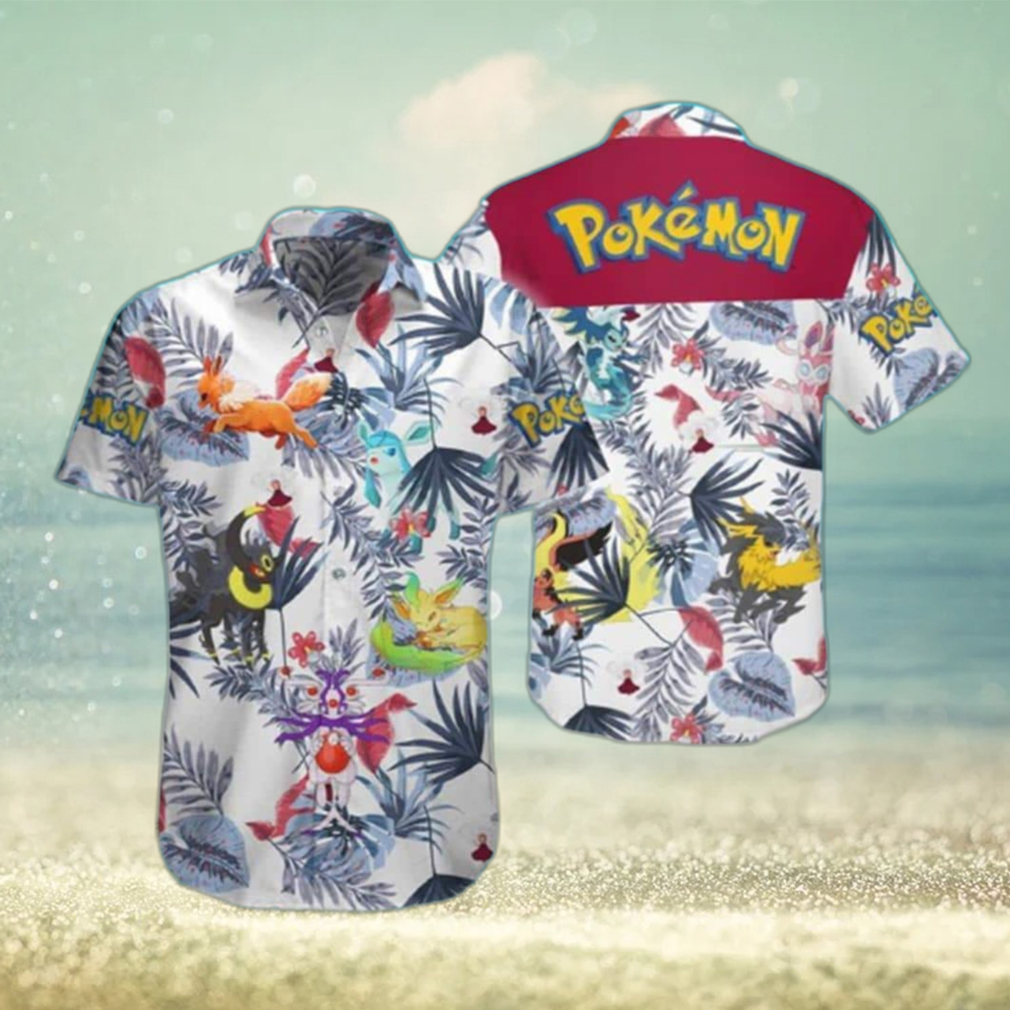 Cute Aloha Pokemon Hawaiian Shirt Pikachu Eevee And Friend Beach