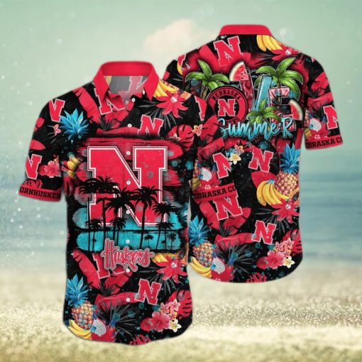 Summer Aloha NCAA Nebraska Cornhuskers Hawaiian Shirt Tropical Fruit Pattern