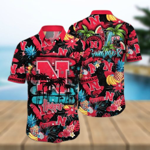 Summer Aloha NCAA Nebraska Cornhuskers Hawaiian Shirt Tropical Fruit Pattern