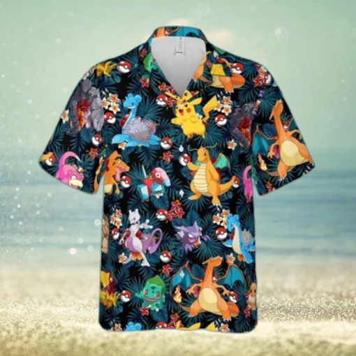 Summer Aloha Pokemon Hawaiian Shirt Palm Leaves Pattern Gift For Best Friends