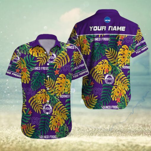 TCU Horned Frogs NCAA Hawaiian Shirt Custom Name Leaf Colors For Men And Women