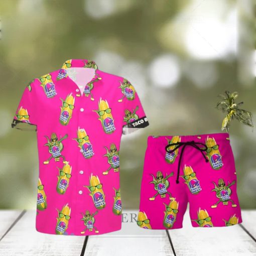 Taco Bell Funy Corn Aloha Hawaiian Shirt And Shorts Summer Gift