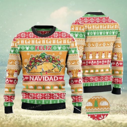 Tacos Lovers Gift Feliz Navidad Ugly Sweater Christmas Party