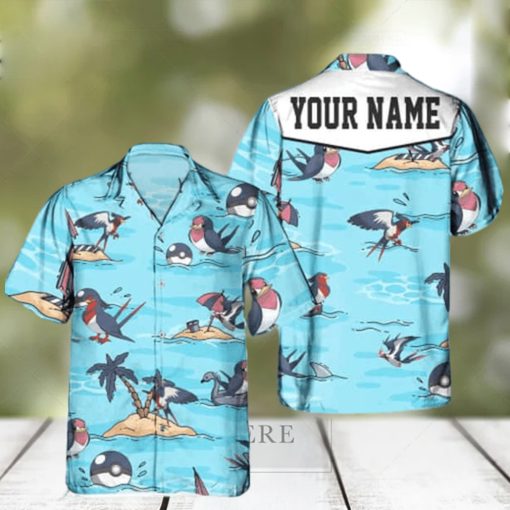 Taillow Pokemon Hawaiian Shirt Custom Name Practical Beach Gift For Daughter