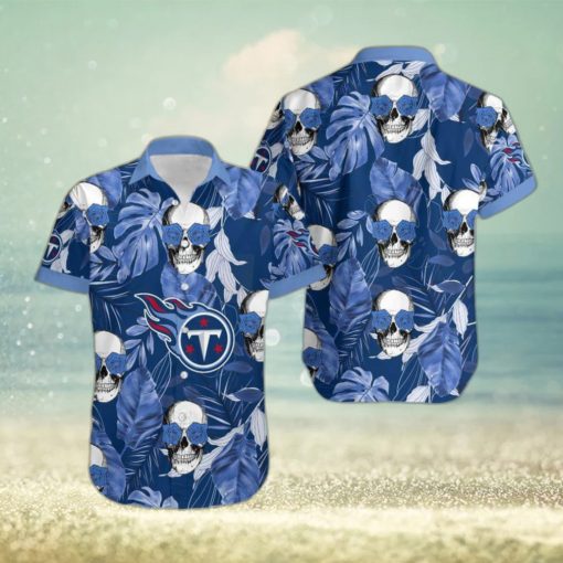 Tennessee Titans Coconut Leaves Skull With Rose Eyes Hawaiian Shirt Gift For Halloween