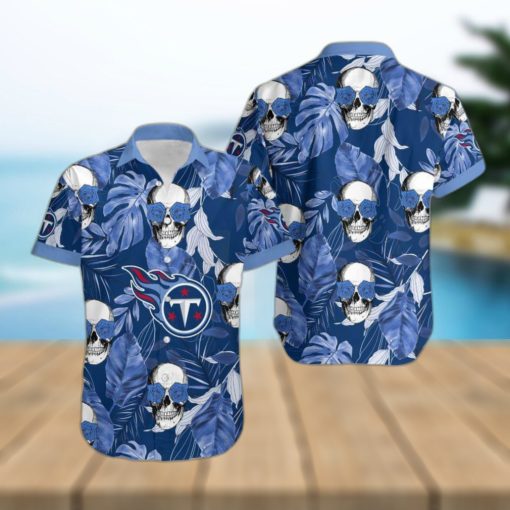 Tennessee Titans Coconut Leaves Skull With Rose Eyes Hawaiian Shirt Gift For Halloween