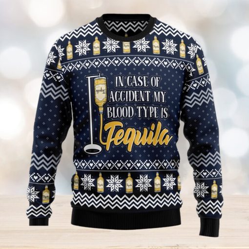 Tequila My Blood Type Ugly Christmas Sweater Thankgiving Gift Men Women