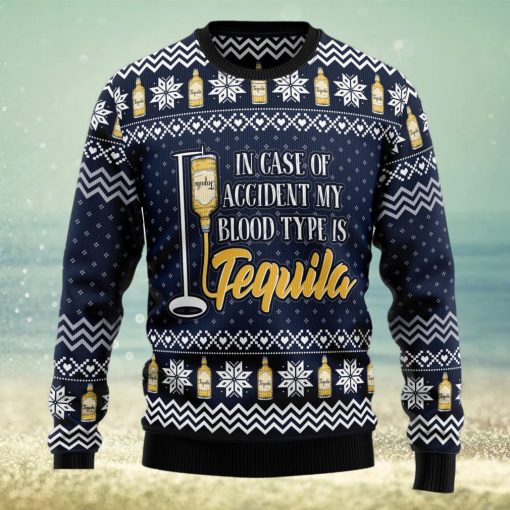 Tequila My Blood Type Ugly Christmas Sweater Thankgiving Gift Men Women