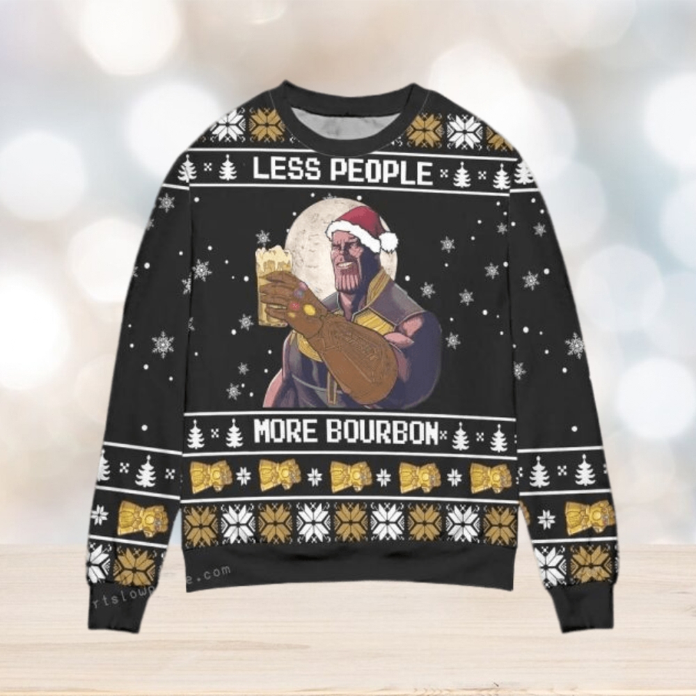 Thanos Less People More Bourbon Snowflake Womens Ugly Sweater