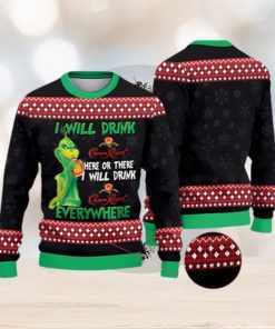 The Grinch I Will Drink CrownRoyal Here Christmas Ugly Sweater