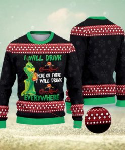 The Grinch I Will Drink CrownRoyal Here Christmas Ugly Sweater