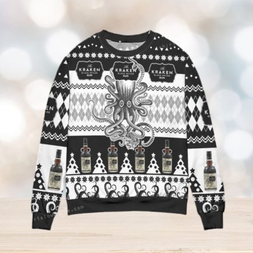 The Kraken Spiced Rum Argyle Christmas Ugly Sweater Mens