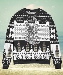 The Kraken Spiced Rum Argyle Christmas Ugly Sweater Mens