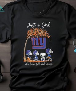 The Peanuts Snoopy Just A Girl Who Loves Fall And New York Giants Shirt