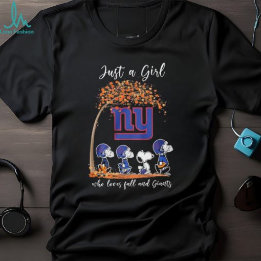 The Peanuts Snoopy Just A Girl Who Loves Fall And New York Giants Shirt