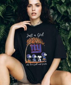 The Peanuts Snoopy Just A Girl Who Loves Fall And New York Giants Shirt