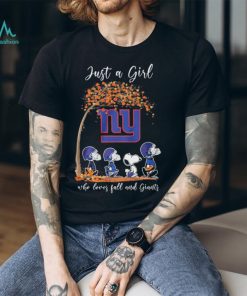 The Peanuts Snoopy Just A Girl Who Loves Fall And New York Giants Shirt