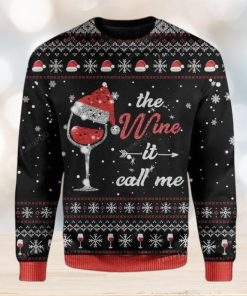 The Wine It Calls Me For Wine Lovers Ugly Sweater Christmas Party