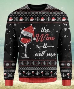 The Wine It Calls Me For Wine Lovers Ugly Sweater Christmas Party