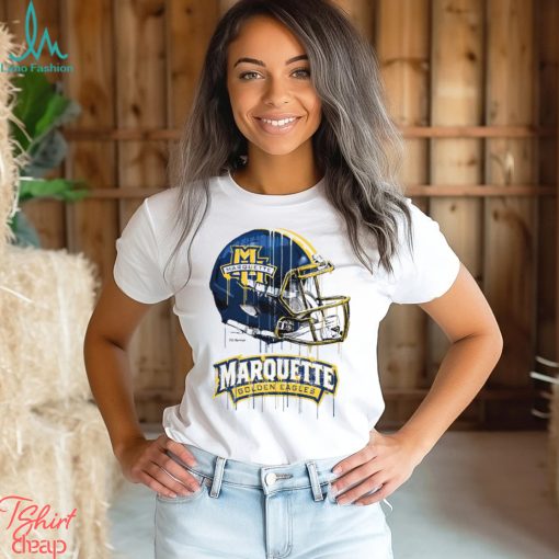 Toddler White Marquette Golden Eagles Team Logo Dripping Helmet T Shirt