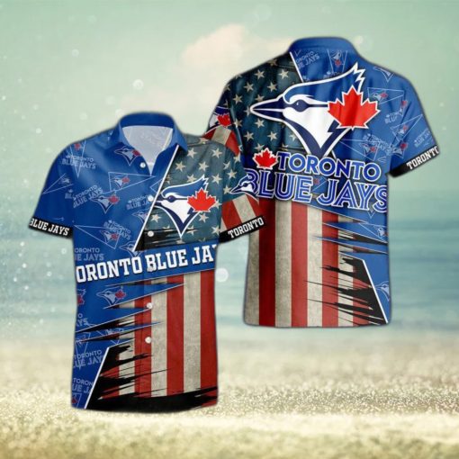 Toronto Blue Jays American Flag Logo Hawaiian Shirt Vacation Gift For Men And Women Gift