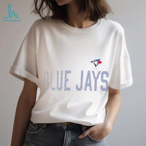 Toronto Blue Jays G III 4Her by Carl Banks Women’s Bedazzled V Neck Fitted T Shirt   White