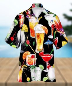 Trendy Drinks Print Men s Casual Short Sleeve Hawaiian Shirt Men s Shirt For Summer Vacation Resort Tops For Men