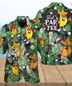 Tropical Aloha Funny Taco Playing Golf Let’s Par Tee Palm Leaves Pattern Hawaiian Shirt