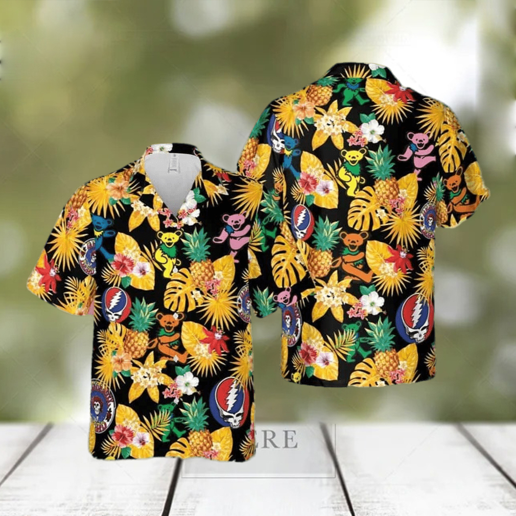 Grateful Dead Aloha Dancing Bear Pattern Grateful Dead Hawaiian T-shirt