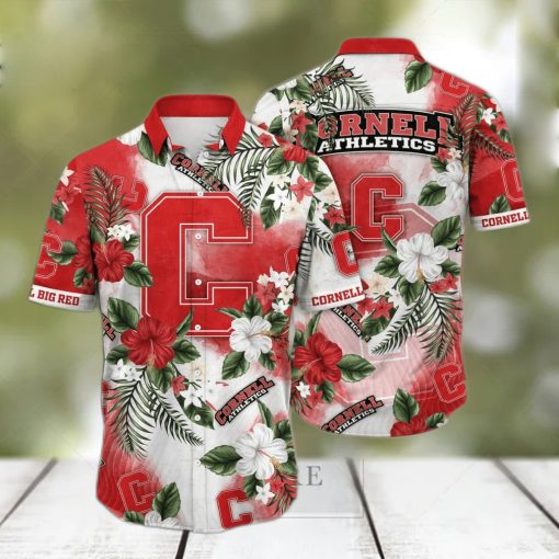 Tropical Aloha NCAA Cornell Big Red Hawaiian Shirt Hibiscus Flowers Gift For Dad