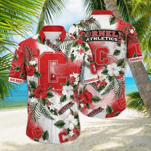 Tropical Aloha NCAA Cornell Big Red Hawaiian Shirt Hibiscus Flowers Gift For Dad