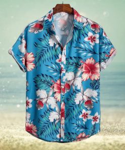 Tropical Leaf   Flower Print Men s Casual Short Sleeve Hawaiian Shirt  Men s Shirt For Summer Vacation Resort