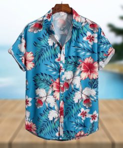 Tropical Leaf   Flower Print Men s Casual Short Sleeve Hawaiian Shirt  Men s Shirt For Summer Vacation Resort