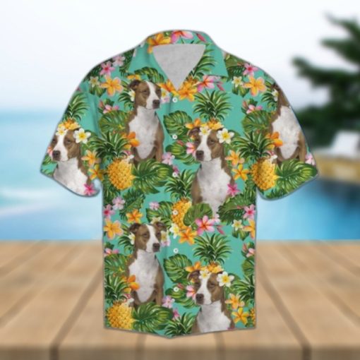 Tropical Pineapple American Pit Bull Terrier Hawaiian Shirt Summer Button Up