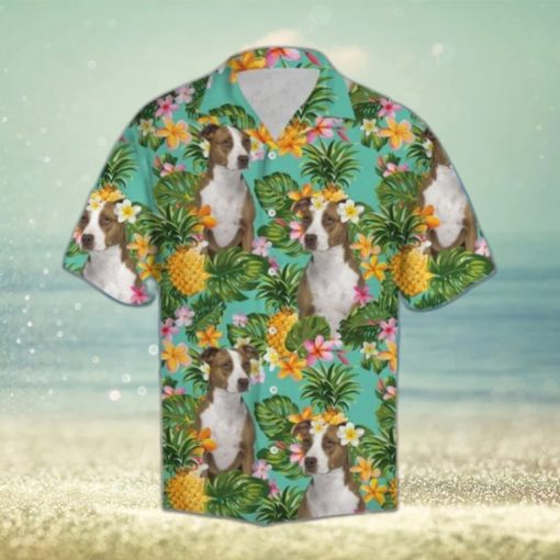 Tropical Pineapple American Pit Bull Terrier Hawaiian Shirt Summer Button Up