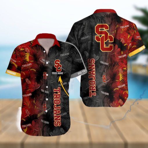 USC Trojans NCAA Logo Leaf Fans Hawaiian Shirt For Men And Women Gift Custom Name