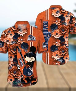 UTSA Roadrunners Surfboard Parttern Mickey Mouse Flower Hawaiian Shirt