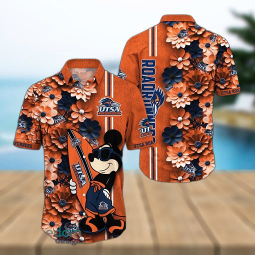 UTSA Roadrunners Surfboard Parttern Mickey Mouse Flower Hawaiian Shirt