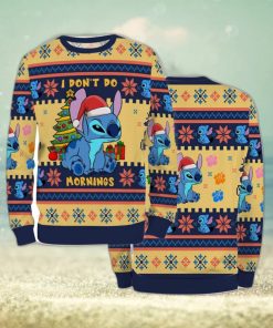 Ugly Sweater Christmas Xmas Stitch Cartoon Unisex Men Women I Dont Do Mornings 3D Sweater