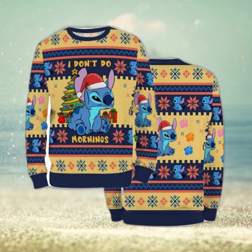 Ugly Sweater Christmas Xmas Stitch Cartoon Unisex Men Women I Dont Do Mornings 3D Sweater